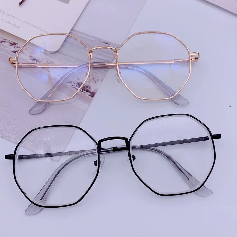 Men Vintage Anti Blue light Clear Glasses Metal Frame Round Vision Care Classic Eyewear Women Lens Myopia Optical Mirror Eyewear