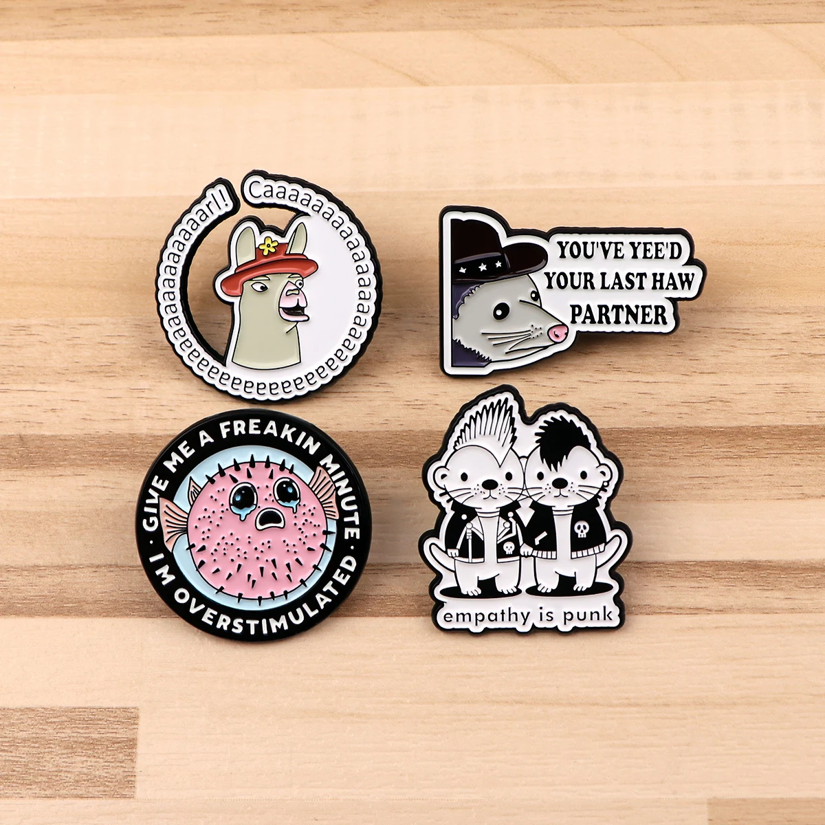 Opossum Enamel Pin Cute Black Cat Badges on Backpack Quotes Brooches Lapel Pins Animals Jewelry Cosplay Accessories Toys Gifts