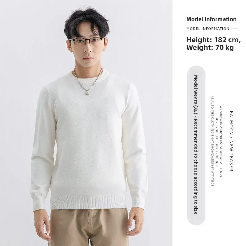 

Trendy Casual Men's Long Sve Knitted Wool Sweater Warm Base irt Youth Faion Antimicrobial Woolen Knitwear