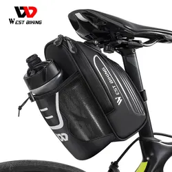 WEST BIKING Bike Saddle Bag With Water Bottle Pocket Waterproof Tail Pannier MTB Road Bicycle Under Seat Bag Cycling Accessories