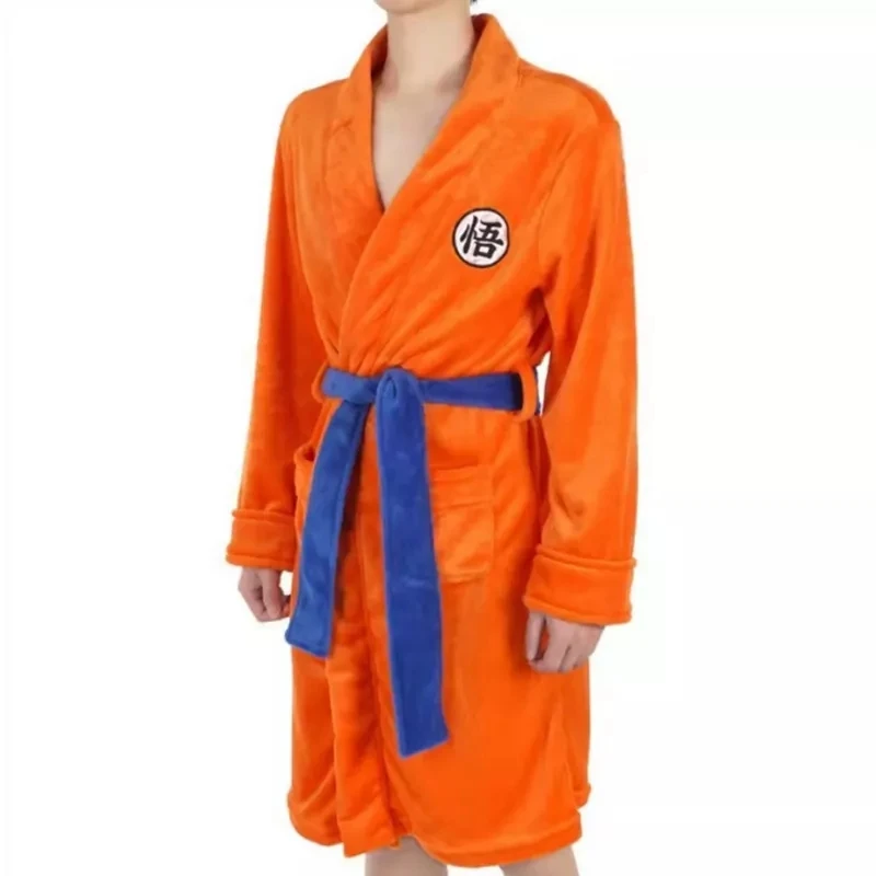 Anime Goku Cosplay Winter Bathrobe Bath Robe Costumes Coral Fleece Cotton Warm Unisex Nightgown Sleepwear Pajamas