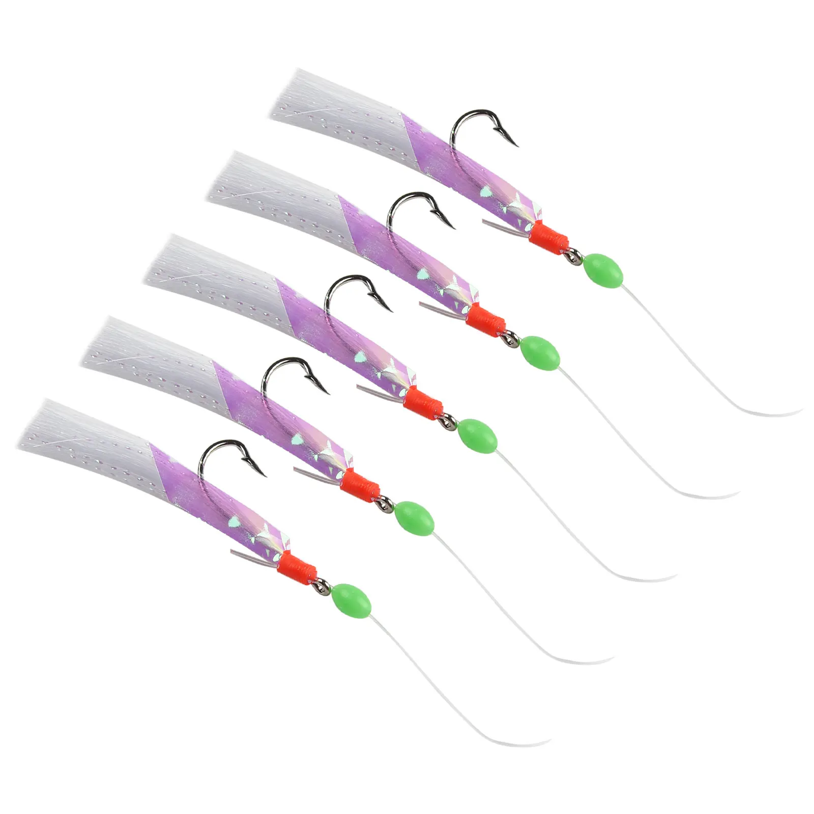 Fishing Hooks Bait Herring High-carbon Steel Lumi Beads Lure Mackerel Outdoor Rigs White Foil 5Pcs Tools Brand New