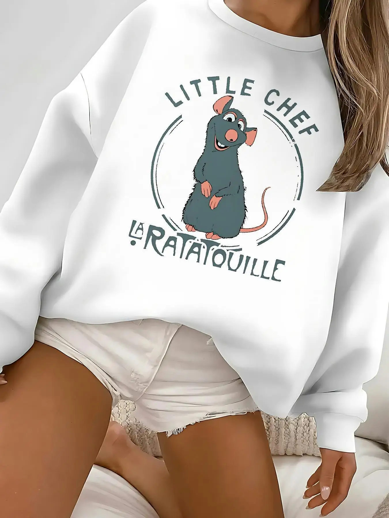 ديزني ليتل الشيف راتاتوي البلوز المرأة الرجال سترات قطنية عالية الجودة البلوز الخريف الشتاء الصوف المتضخم س الرقبة معاطف فضفاضة #1