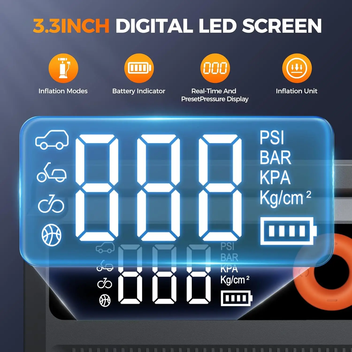 9-in-1 6000A Car Jump Starter 26800mAh with Air Compressor, 150PSI, Auto-Shutoff, Flashlight & Cables