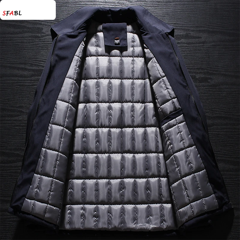 Luxuriöse gepolsterte Innen-Herren-Winterjacke, Thermo-Blazer, Winterjacken für Herren, formeller Business-Parka, winddichte Oberbekleidung, XL