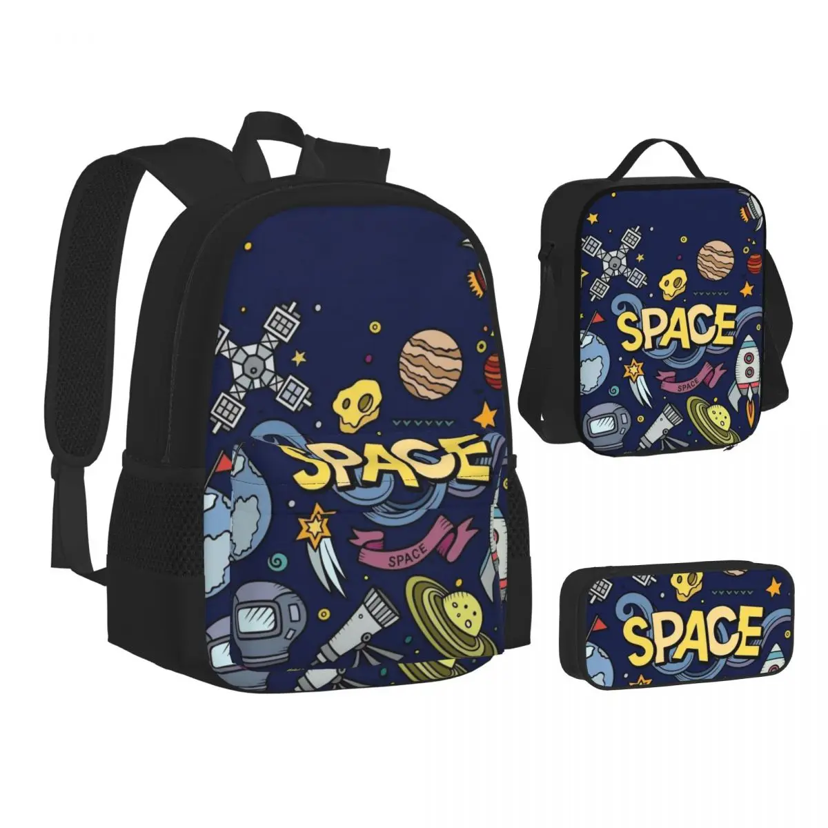 Space Student backpack, crossbody dining bag, storage pen bag, 3 piece set