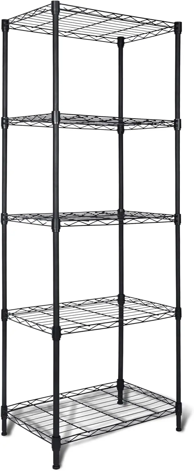 

5-Tier Heavy Duty Metal Shelves, 400 lbs per Shelf, Black, 18' L x 12' W x 50' H