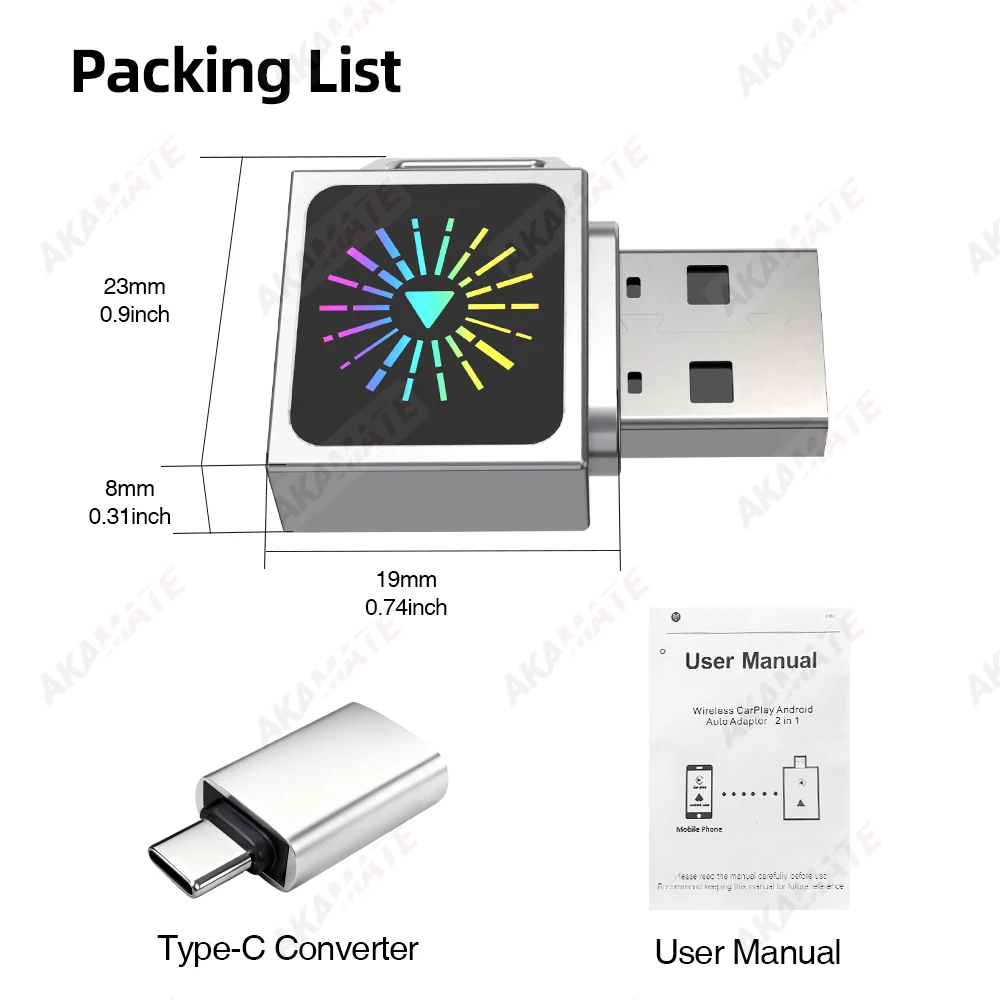 Com fio para sem fio carplay android auto 2in1 adaptador bluetooth wifi assistente de voz plug and play mini universal inteligente dongle