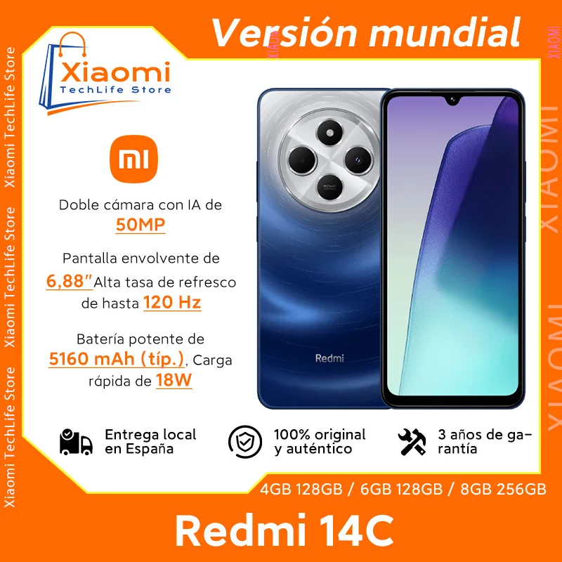 Global Version Xiaomi Redmi 14C Smartphone Immersion 6.88'' 120Hz Display 50MP AI Dual Camera Massive 5160mAh Battery