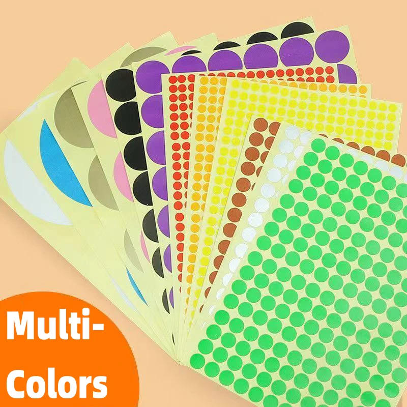 6mm-100mm Self Adhesive Dot Labels Stickers 16 Sheets Multi-Color and Size Circle Round Stickers Scrapbook Office School Supply