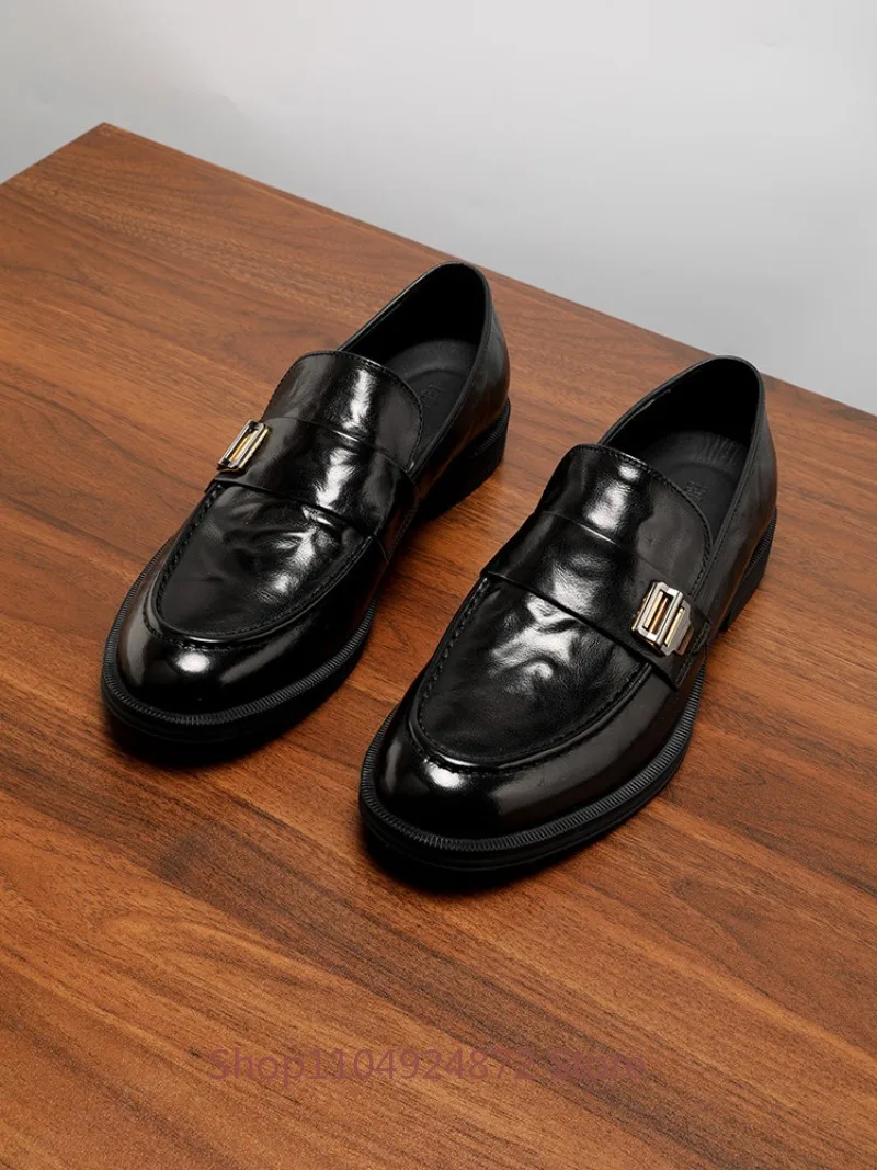 

Designer Luxury Wedding Mens Dress Shoes Genuine Leather Slip on Loafers Breathable Casual Business Office Leather Shoes Man