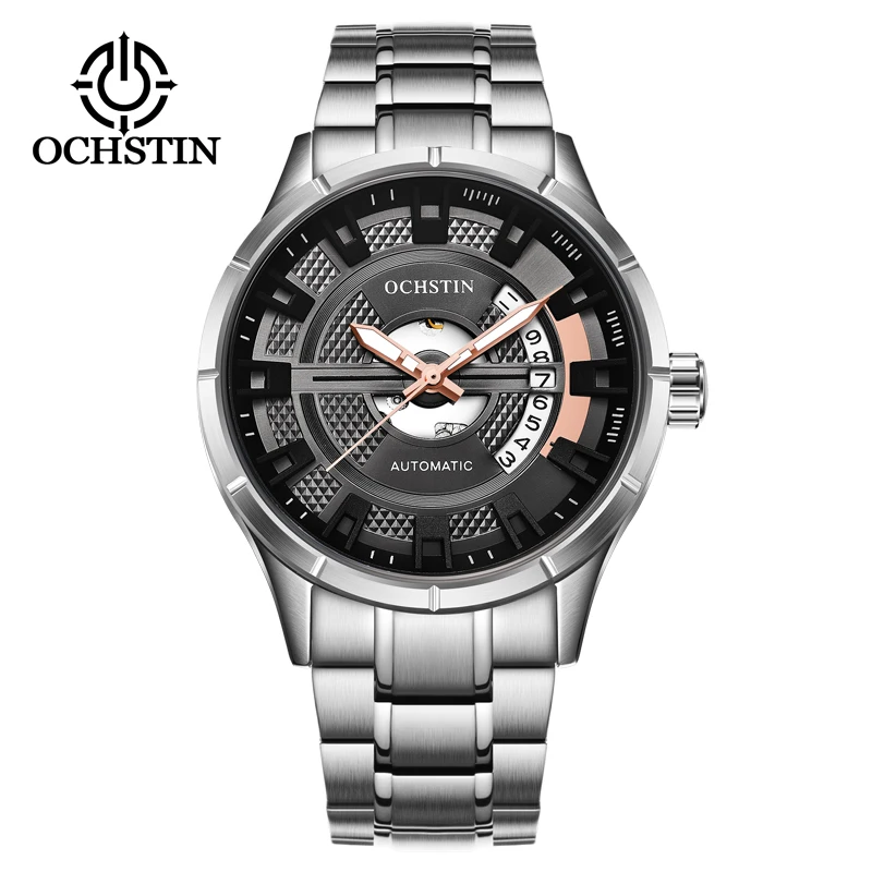 OCHSTIN 2023 New Hot Selling Waterproof Male Clock Luminous Hands Date Stainless Steel Mechanical Men Watch reloj hombre 62023A