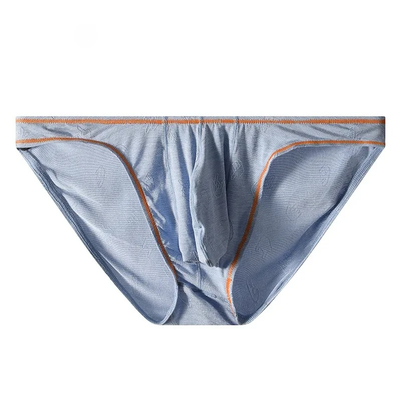 Men's Sexy Briefs Panties Jacquard Modal Comfortable Seat Absorption Underwear Youth Mid Waist U Convex Pouch Sports Underpants