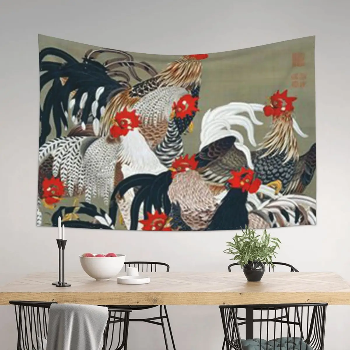 

Favourite Artist - Roosters - Jakuchu Ito Tapestry Room Decorating Aesthetic Decoration For Rooms Tapestry