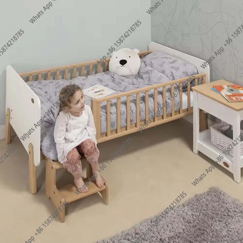 X J High Quality Modern Factory Natural Solid Wood Beside Bed Convertible Small Wooden Durable Kids Toddler Bed Frame