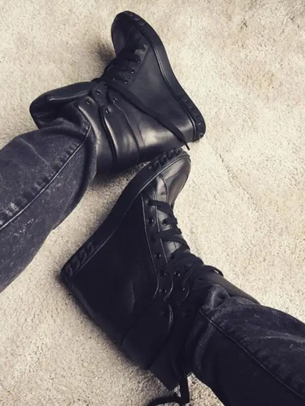Black Cow Suede Leather Casual Shoes Silver Women Height Increasing Lace Up Ladies High Quality Roma Style Flats Sneakers Autumn