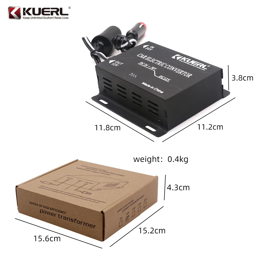 DC-DC 24V to 12V Cigarette Lighter Type Power Buck 10A 20A Step Down Converter Adapter Efficiently Car Power Supply Transformer