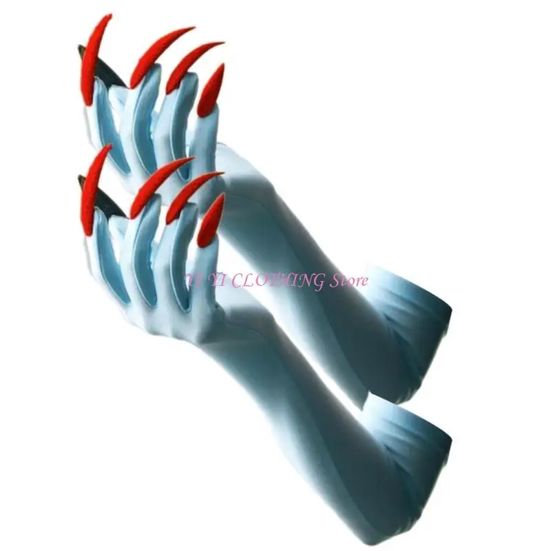 

N5KF Punk Long Nails Paws Gloves Elastic Stretchy Arm Gloves Cosplay Event Armwear Halloween Party Dressingup Accessories