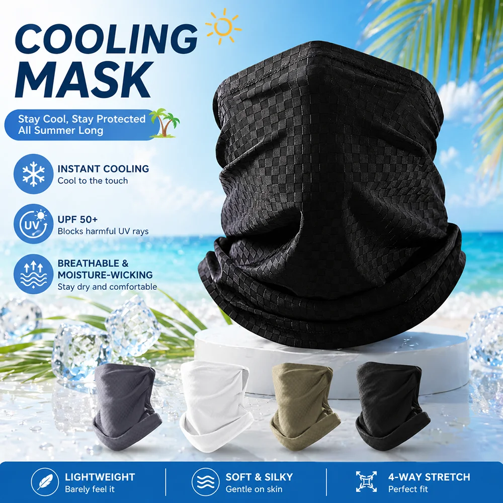 

Summer Cooling Face Mask UV UPF50+ Protection Neck Gaiter Breathable Ice Silk Bandana Outdoor Sun Shield Cycling Fishing