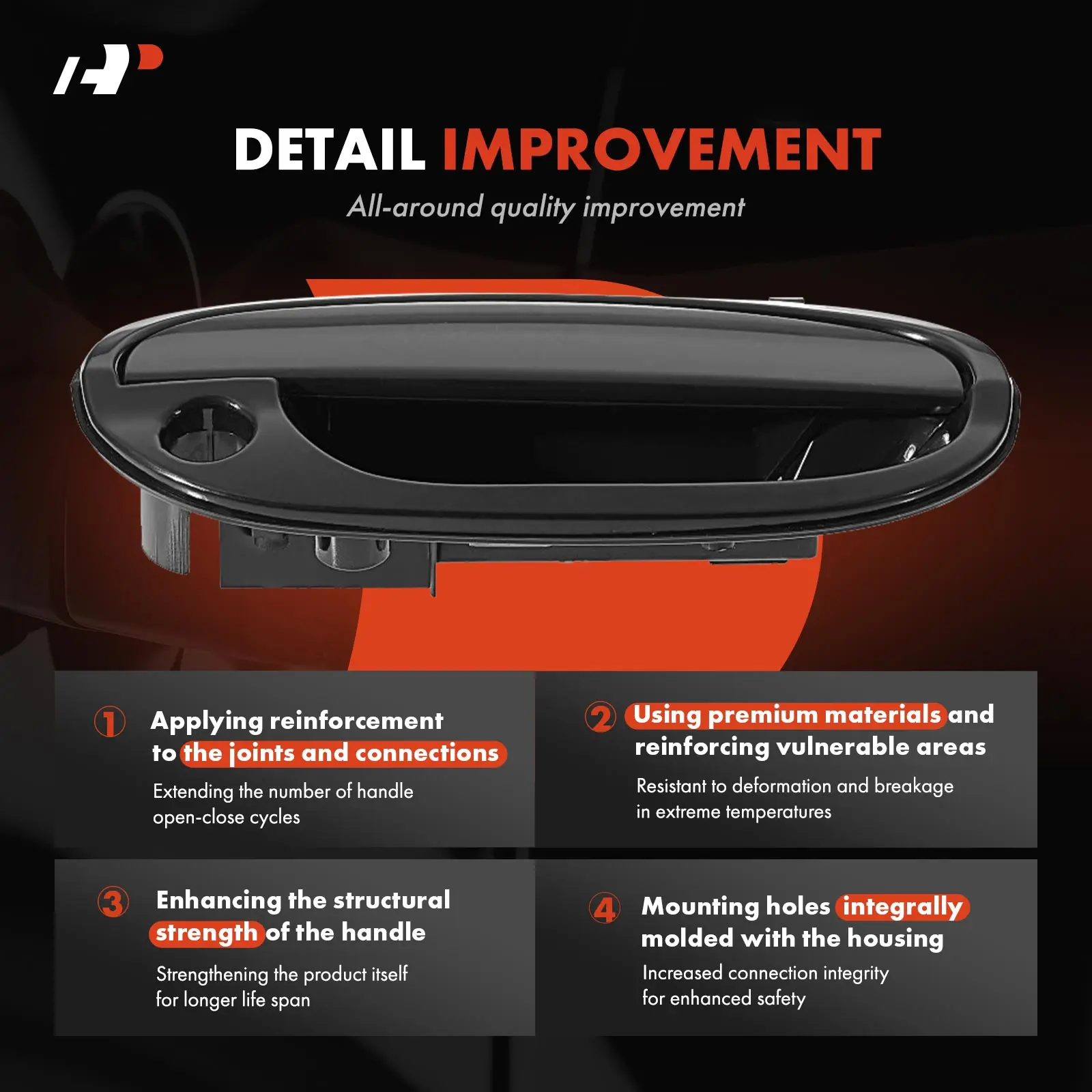 A-Premium Front Passenger Side Smooth Black Exterior Door Handle for Chevrolet Spark 2006-2009