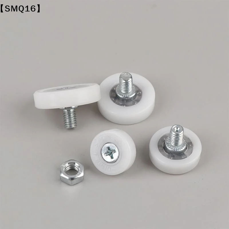 4Pcs With Screw Drawer Bearing Pulley Flat M6 External Thread Cabinet Moving Wheel Nylon Metal Sliding Roller Furniture【SMQ】