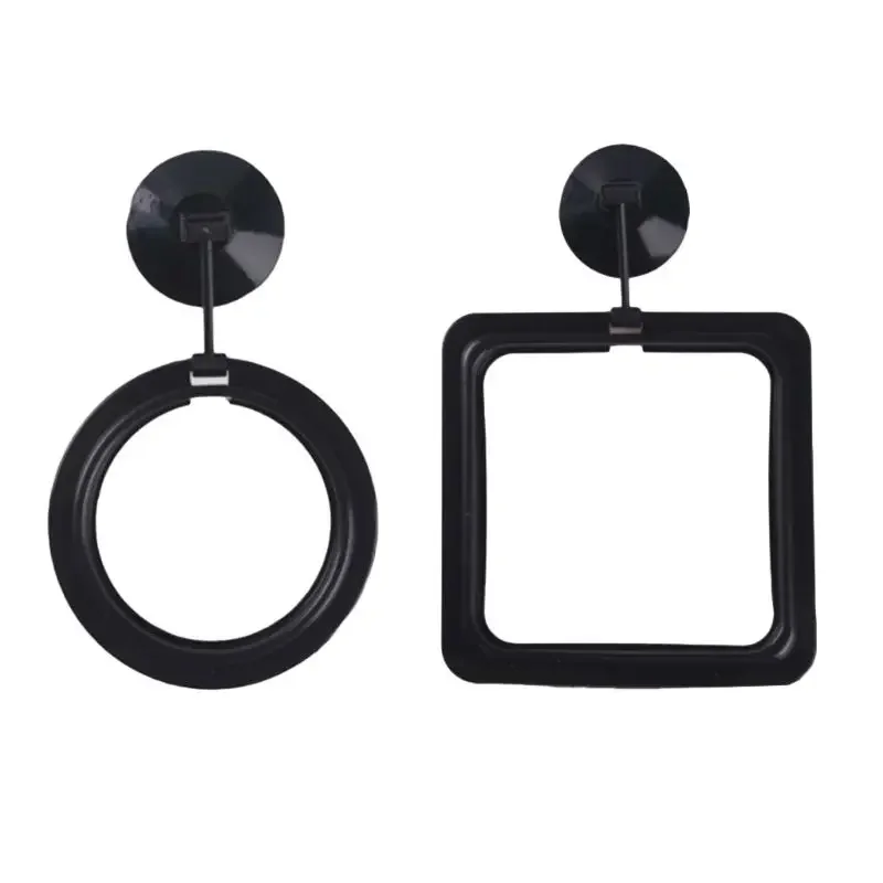 Fish Feeding Ring Aquarium Floating Feeder for Goldfish Square / Round Suspensible Circles with Suction Cup Black