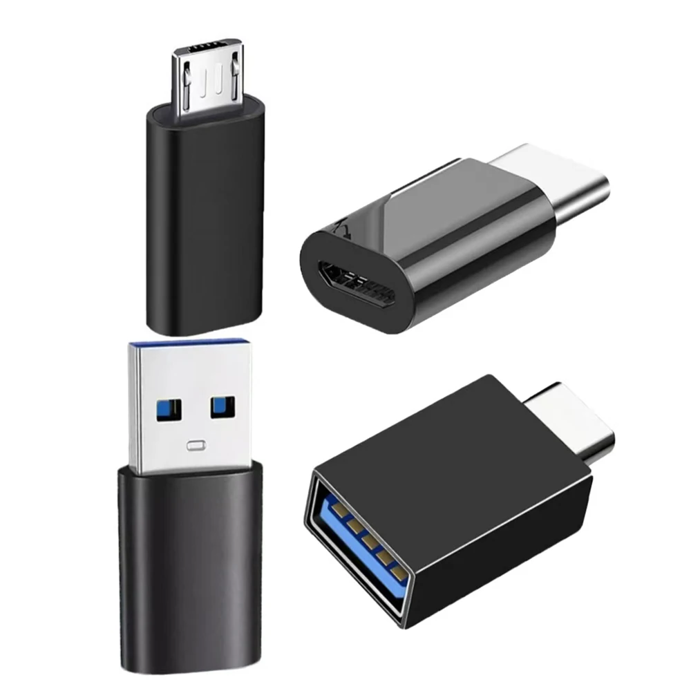 Four USB Adapter: USB-C/micro-USB/USB-A Female to USB-A/USB-C/micro-USB Suitable for Various Device Conversions