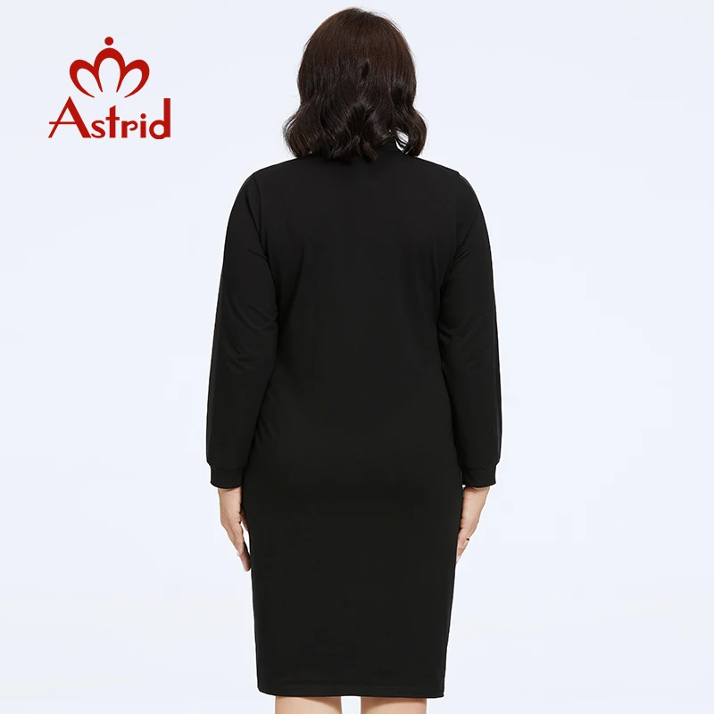 Astrid Women\'s Dresses 2023 Casual Plus Size Dress Fashion Diamonds Loose Ladies Midi Dresses Long Sleeve Office Female Clothing