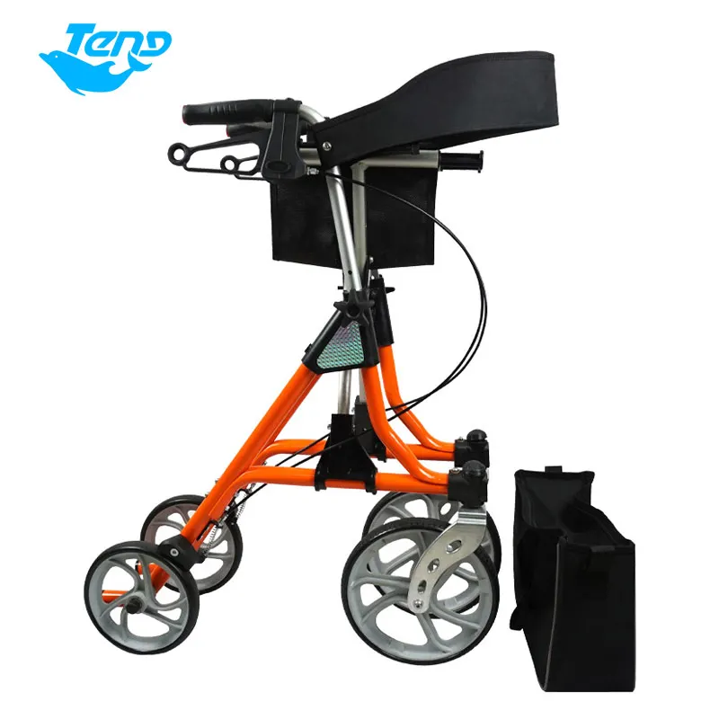 CE ISO Walking Frame Drive Rolling Walker for Seniors 4-leg Walker Adult Folding Rollator For Disabled  Elderly