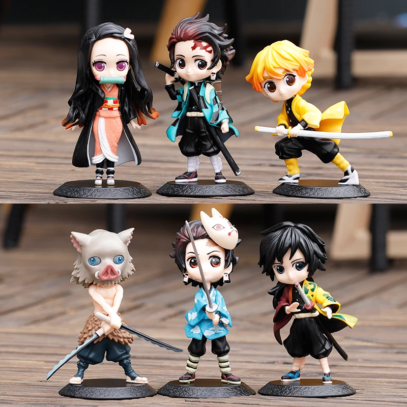 

Kawaii Demon Slayer Figures Tanjiro Kamado Nezuko Zenitsu Giyu Cute Anime Dolls Model Ornaments Super Adorable Collectible Gift