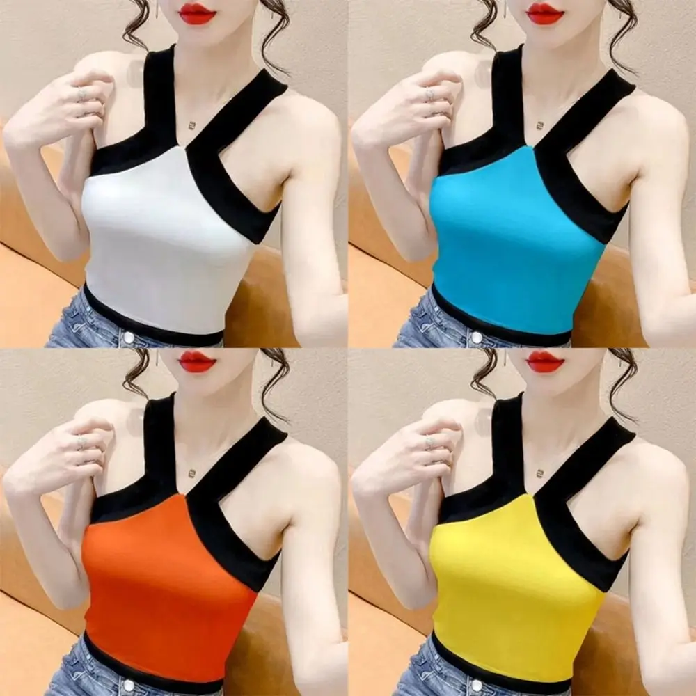 

Short Knitted Crop Tops Fashion Sleeveless Knitted Sexy Tank Top Breathable Soft Sleeveless Cropped Top Women
