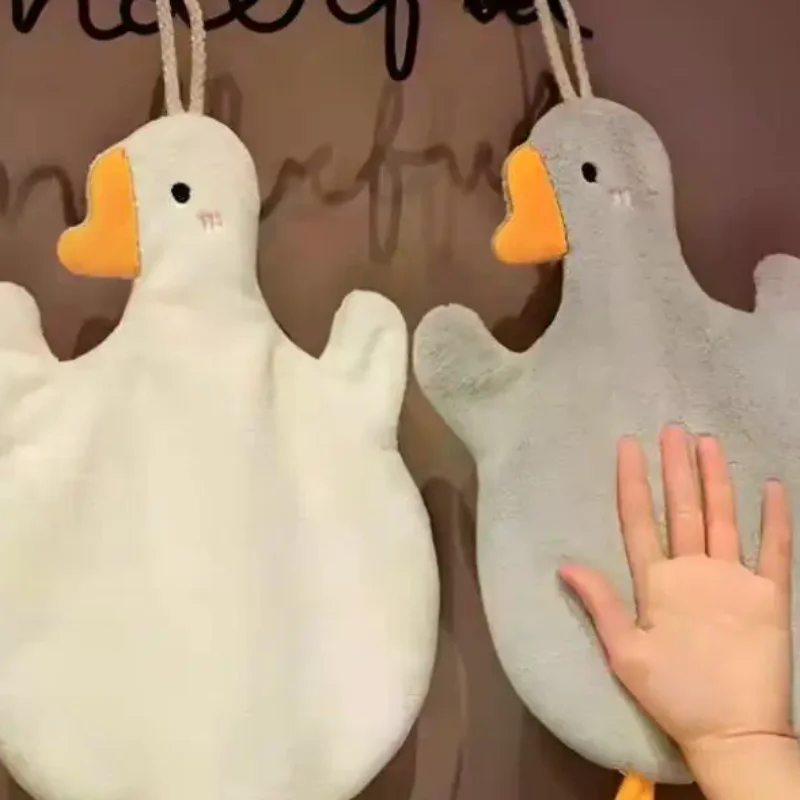 1PC Cartoon Goose Hand Kerchief Hanging Hand Towel Water Absorbing Hand Towel Kitchen And Bathroom Supplies