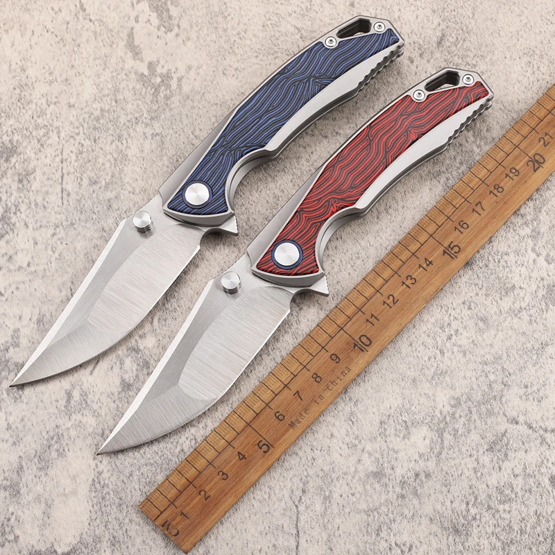 

New VG10 steel folding fruit TC4 titanium alloy handle Outdoor camping hunting fishing survival EDC tool knife