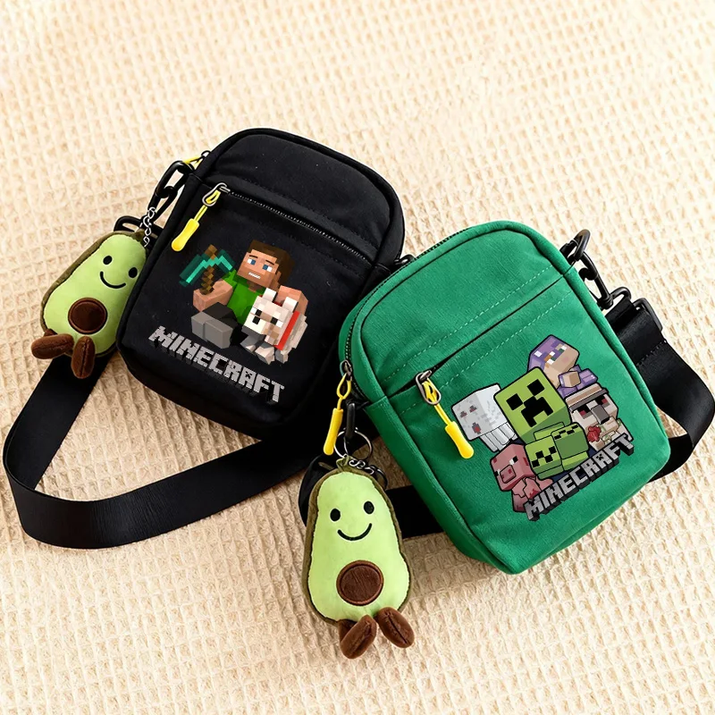 Сумка через плечо из серии Minecrafted: модная студенческая сумка-кроссбоди с мультяшным принтом, маленькая повседневная сумка-портфель, милый подарок на день рождения