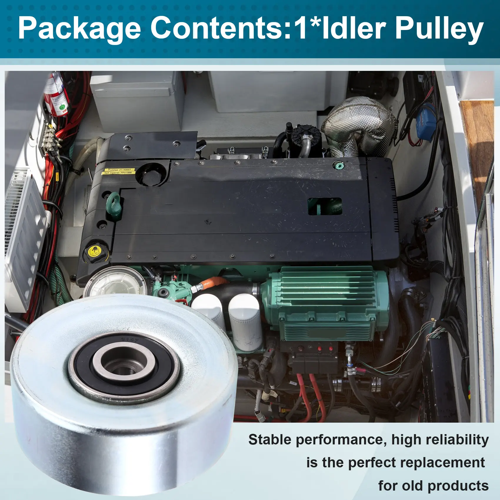 

A85E-New Idler Pulley Model 3847482 For Volvo Penta D4 D6 Marine Inboard Diesel Engines