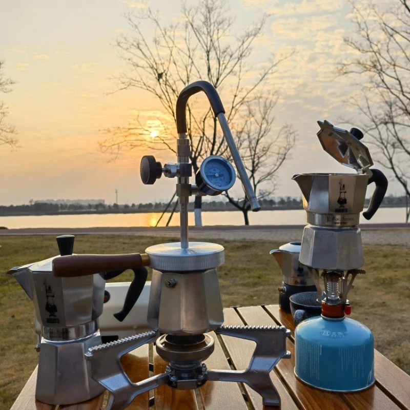 Steam milk frother machine 4bar thickened large pot moka pot partner camping outdoor latte art artifact billetti