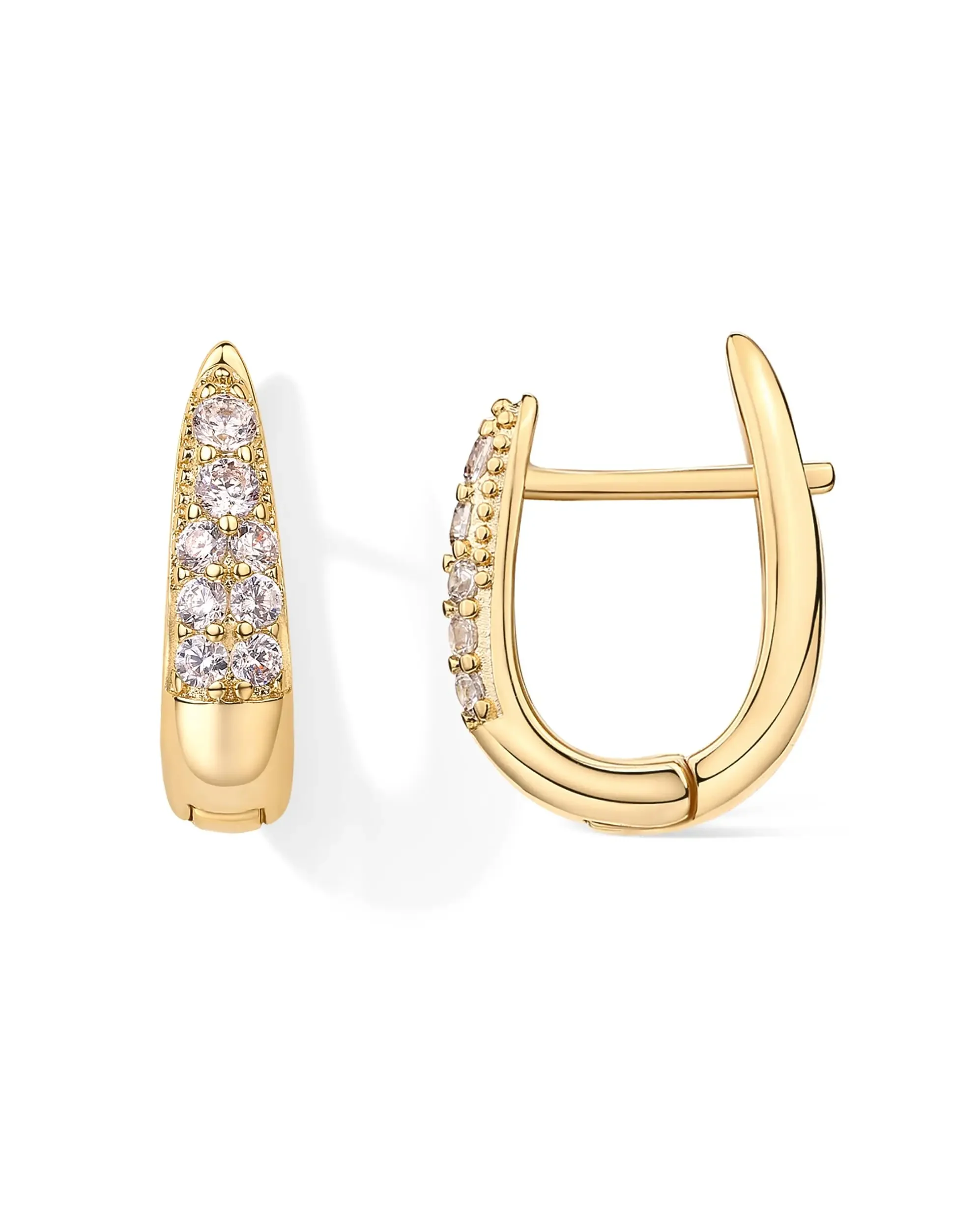 18K Gold Plated Hoop Earrings For Women Luxury Zircon Earrings With 925 Sterling Silver Posts Lady Girls Hypoallergenic Cubic