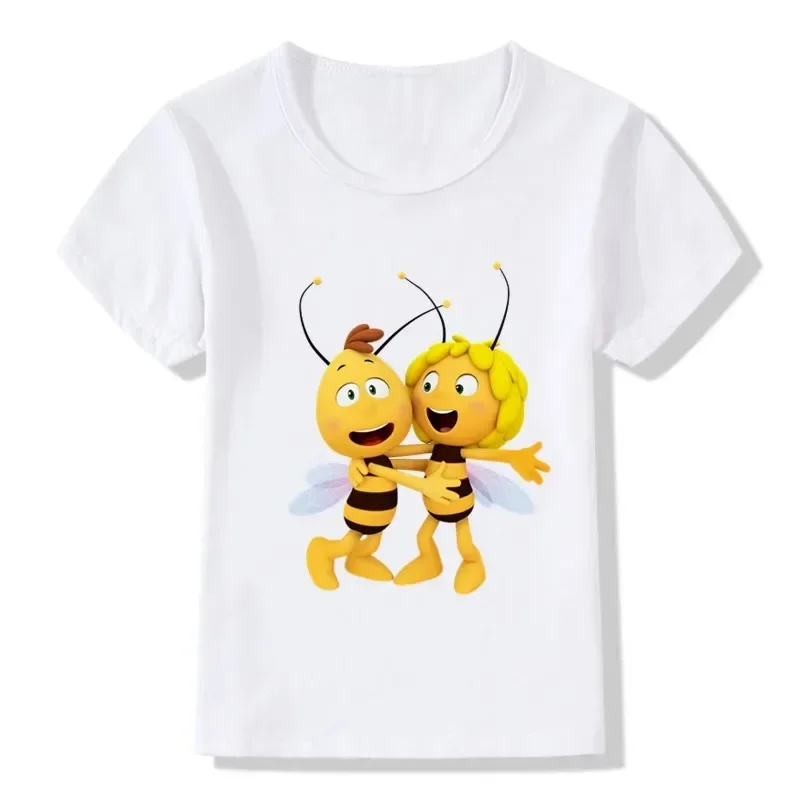 Little Bee Maya Cartoon Print Boys T-shirts Summer Short Sleeve Funny Kids T Shirt Toddler Baby Girls Clothes Cute Children Tops