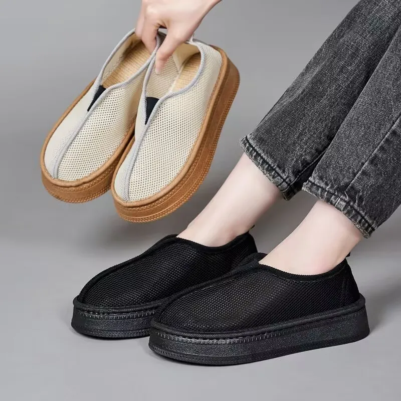 Women's Platform Mesh Loafers Slip On Breathable Thick Sole Lightweight Comfortable Summer Non Slip Casual Shoes For Women