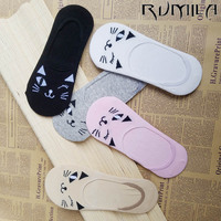 CAT Warm comfortable cotton bamboo fiber girl women's socks ankle low female invisible color girl boy hosier 1pair=2pcs WS114