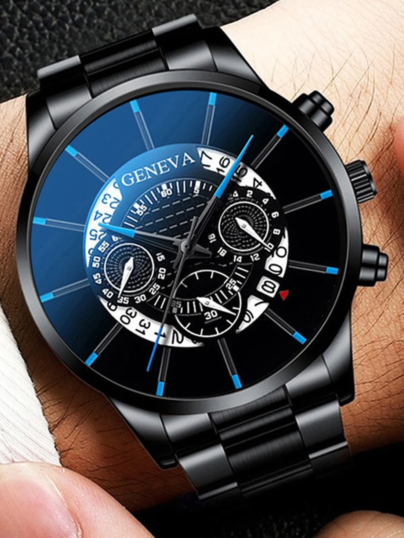 16-Piece Men's Business Quartz Watch Set with Faux Three-Eye Dial