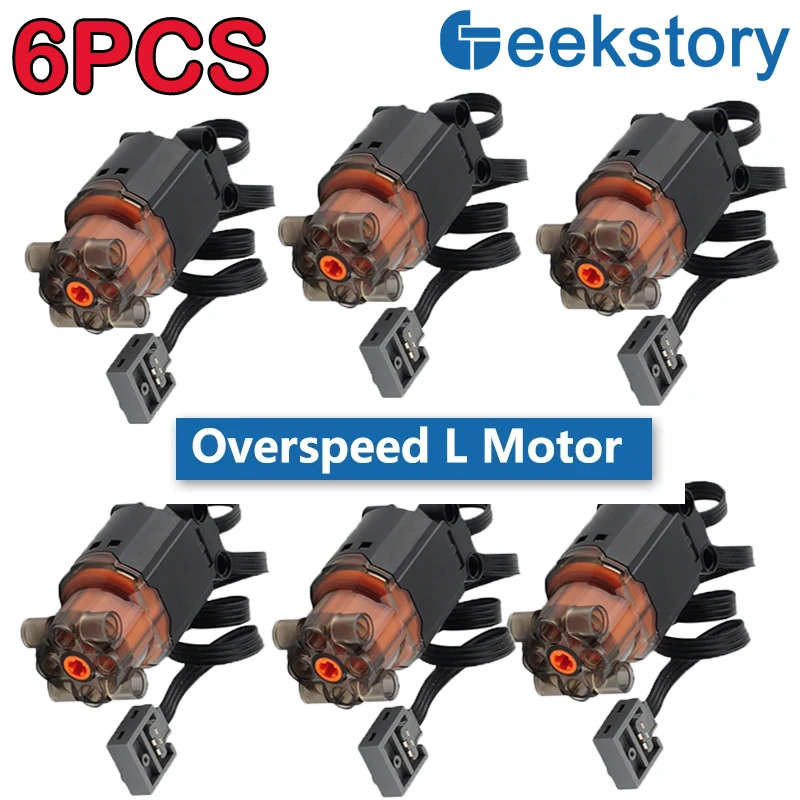 Piezas de bloques de construcción de tecnología de Motor L de sobrevelocidad, 6 uds., funciones de potencia, montaje de Motor de Control remoto, ladrillos MOC, accesorios DIY