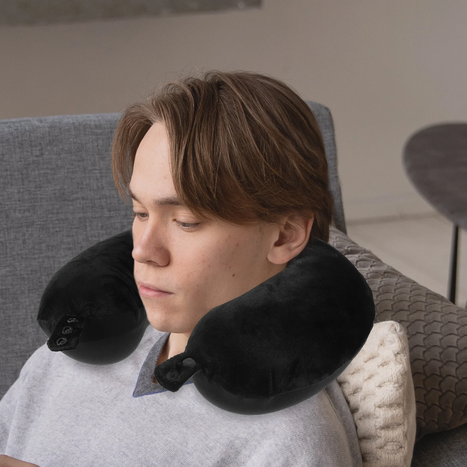 

Memory Foam Neck Pillow U Shaped Travel Cushion Deep Gray Soft Adjustable For Neck Back Knee Support Portable Cervical Pillow
