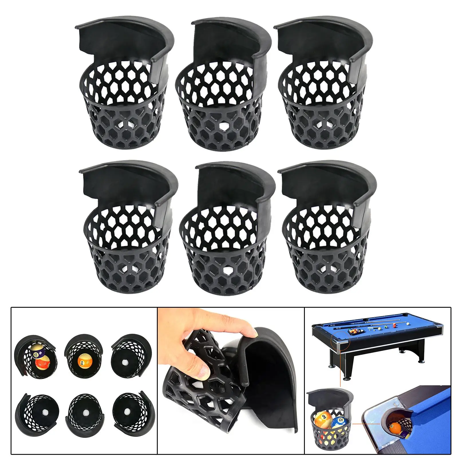 Pool Table Billiard Pockets Set Storage Heavy Duty Sturdy Billiard Baskets