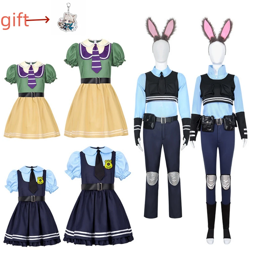 

New Zootopia Judy Bunny Costume Cosplay Headband Dress Halloween Party Clothes Disguise Cartoon Zoo Roleplay Fantasia Outfits