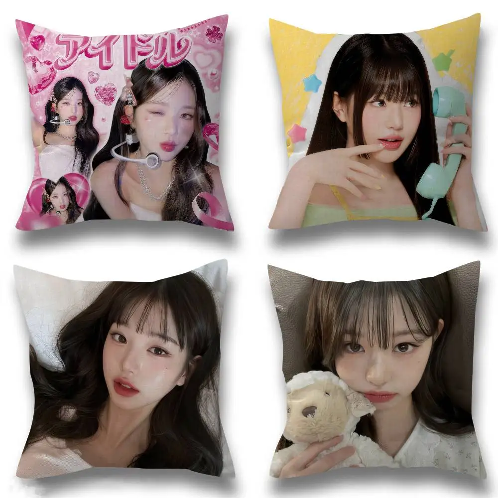 Personalisierte Bildtext-Dekokissen für Zuhause, Haushaltsgeschenke, 45x45cm, koreanischer Idol Jang Beauty W-Wonyoung
