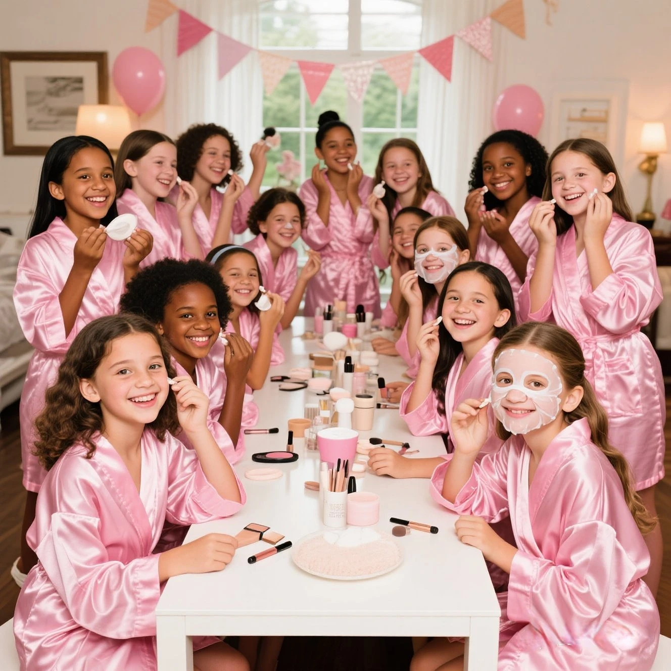 Robes de cetim para meninas, DIY Slumber Kimono Robe, Sleepover Party Favors com sacos de presente e chinelos de aniversário, Spa Party, 72 PCs, 12 PCs