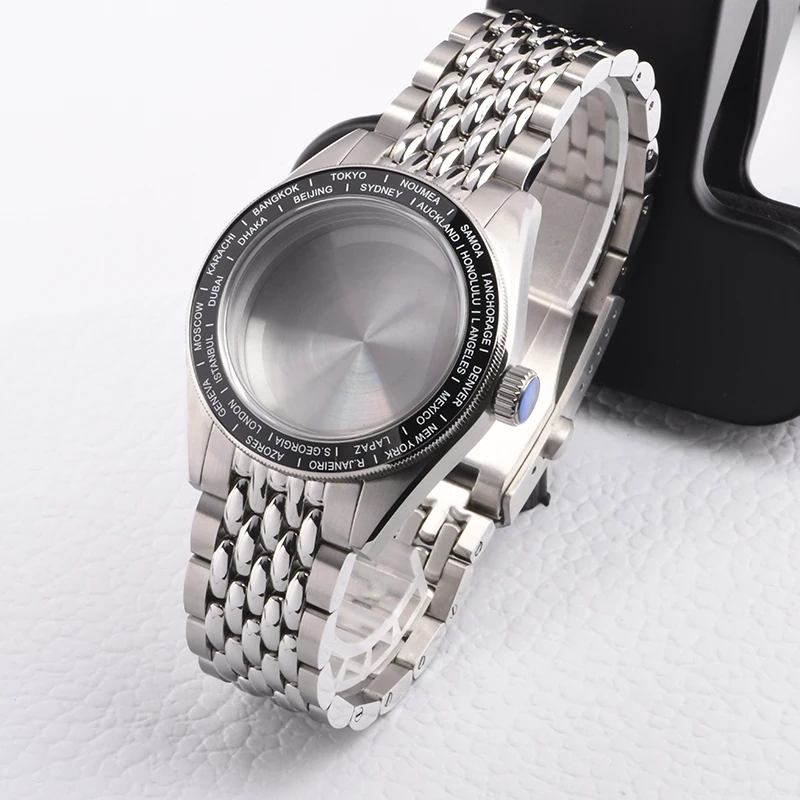 

HEIMDALLR watch case luminous Stainless Steel GMT diving case with strap fit Seiko mod for NH34 Automatic Movement Sapphire