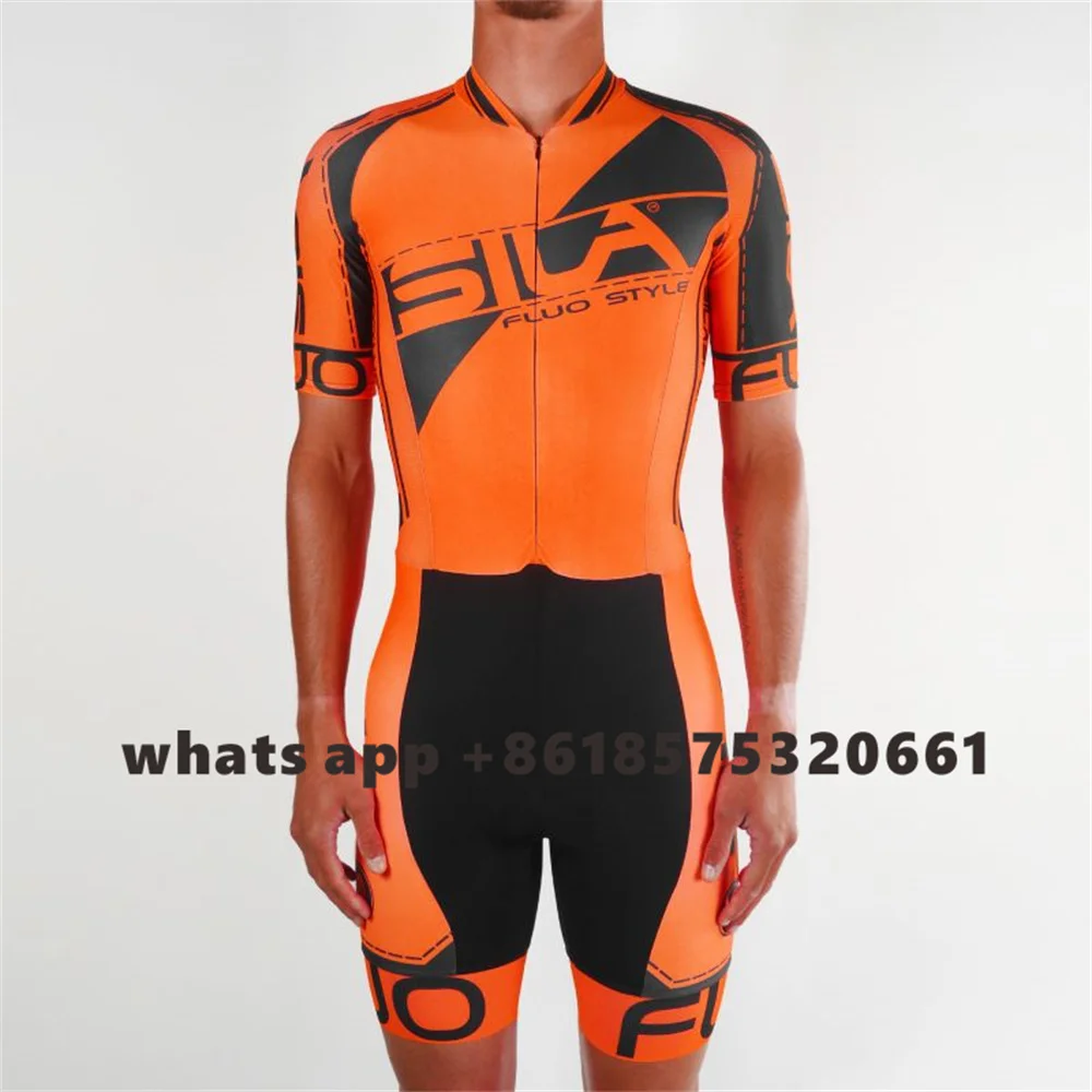 Sila fluorescent color design Triathlon Skinsuit Cycling Mens Suit Triathlon Thin pad Mtb combinaison roller Jumpsuit Ciclismo