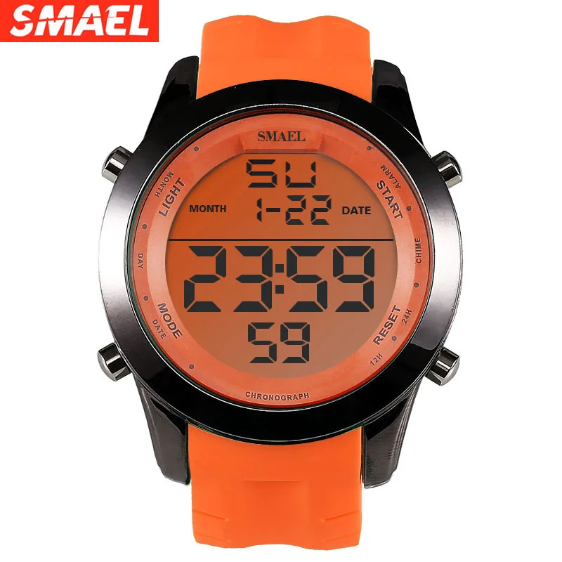 Smael Men's Casual Alloy Electronic Digital Watch Large Dial High-Grade Silicone Band Sports Watch